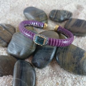 Sterling Silver Leather Bangle, Bracelet